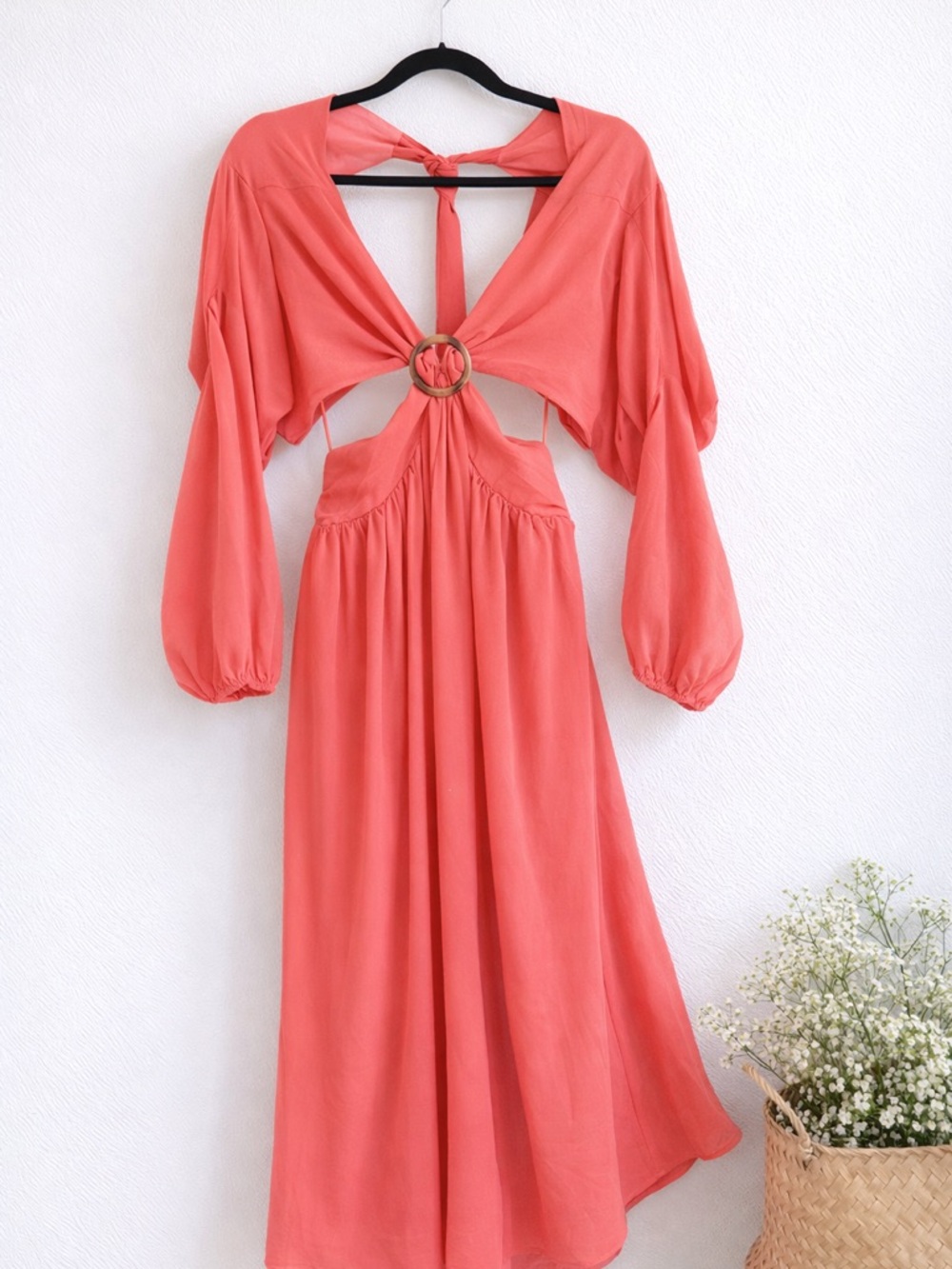 Vici Coral Ring-Front Cutout Maxi Dress